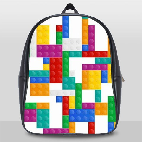 Colorful Bricks, Bricks, Colorful, Colors, Games, Lego, Rainbow School Bag (Large) from ArtsNow.com Front