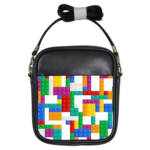 Colorful Bricks, Bricks, Colorful, Colors, Games, Lego, Rainbow Girls Sling Bag from ArtsNow.com Front