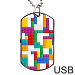 Colorful Bricks, Bricks, Colorful, Colors, Games, Lego, Rainbow Dog Tag USB Flash (One Side)