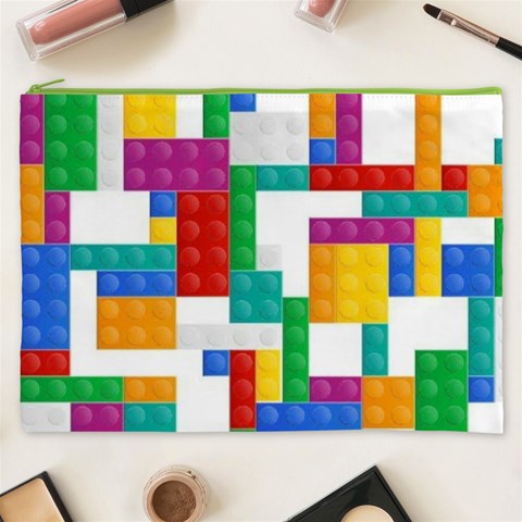 Colorful Bricks, Bricks, Colorful, Colors, Games, Lego, Rainbow Cosmetic Bag (XXXL) from ArtsNow.com Front