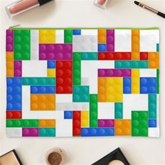 Colorful Bricks, Bricks, Colorful, Colors, Games, Lego, Rainbow Cosmetic Bag (XXXL) from ArtsNow.com Front