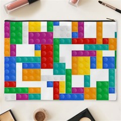 Colorful Bricks, Bricks, Colorful, Colors, Games, Lego, Rainbow Cosmetic Bag (XXXL) from ArtsNow.com Back