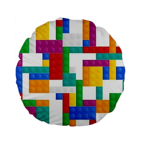 Colorful Bricks, Bricks, Colorful, Colors, Games, Lego, Rainbow Standard 15  Premium Round Cushions from ArtsNow.com Front