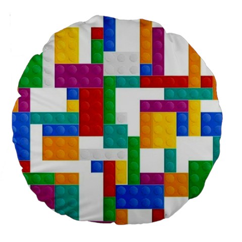 Colorful Bricks, Bricks, Colorful, Colors, Games, Lego, Rainbow Large 18  Premium Round Cushions from ArtsNow.com Front