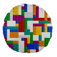 Colorful Bricks, Bricks, Colorful, Colors, Games, Lego, Rainbow Large 18  Premium Round Cushions from ArtsNow.com Front