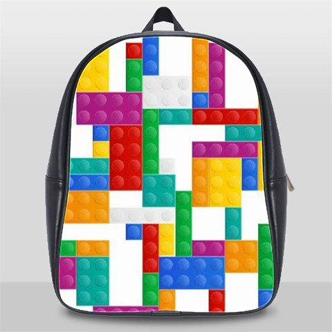 Colorful Bricks, Bricks, Colorful, Colors, Games, Lego, Rainbow School Bag (XL) from ArtsNow.com Front