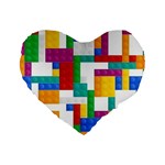 Colorful Bricks, Bricks, Colorful, Colors, Games, Lego, Rainbow Standard 16  Premium Heart Shape Cushions