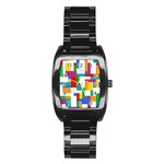 Colorful Bricks, Bricks, Colorful, Colors, Games, Lego, Rainbow Stainless Steel Barrel Watch