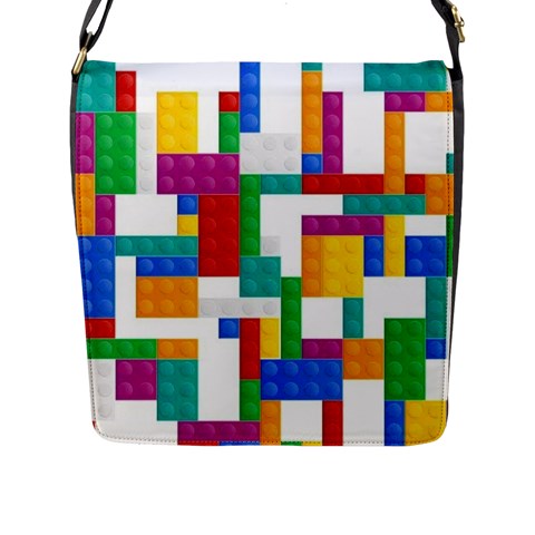 Colorful Bricks, Bricks, Colorful, Colors, Games, Lego, Rainbow Flap Closure Messenger Bag (L) from ArtsNow.com Front