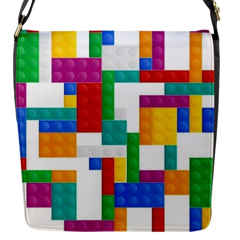 Colorful Bricks, Bricks, Colorful, Colors, Games, Lego, Rainbow Flap Closure Messenger Bag (S) from ArtsNow.com Front