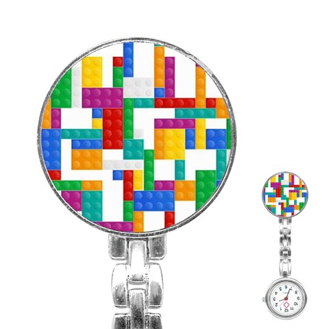 Colorful Bricks, Bricks, Colorful, Colors, Games, Lego, Rainbow Stainless Steel Nurses Watch from ArtsNow.com Front