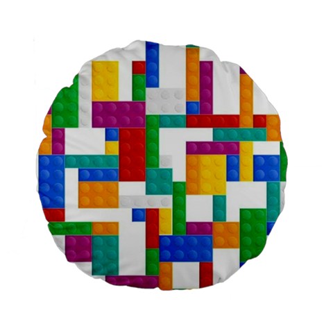 Colorful Bricks, Bricks, Colorful, Colors, Games, Lego, Rainbow Standard 15  Premium Flano Round Cushions from ArtsNow.com Front