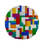 Colorful Bricks, Bricks, Colorful, Colors, Games, Lego, Rainbow Standard 15  Premium Flano Round Cushions