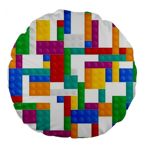 Colorful Bricks, Bricks, Colorful, Colors, Games, Lego, Rainbow Large 18  Premium Flano Round Cushions from ArtsNow.com Front