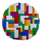 Colorful Bricks, Bricks, Colorful, Colors, Games, Lego, Rainbow Large 18  Premium Flano Round Cushions