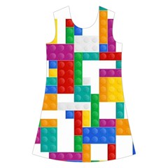 Colorful Bricks, Bricks, Colorful, Colors, Games, Lego, Rainbow Kids  Short Sleeve Velvet Dress from ArtsNow.com Front