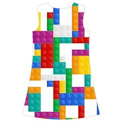 Colorful Bricks, Bricks, Colorful, Colors, Games, Lego, Rainbow Kids  Short Sleeve Velvet Dress from ArtsNow.com Back