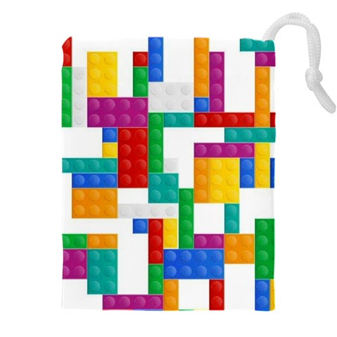 Colorful Bricks, Bricks, Colorful, Colors, Games, Lego, Rainbow Drawstring Pouch (4XL) from ArtsNow.com Front