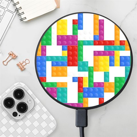 Colorful Bricks, Bricks, Colorful, Colors, Games, Lego, Rainbow Wireless Fast Charger(Black) from ArtsNow.com Front