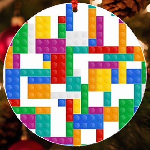 Colorful Bricks, Bricks, Colorful, Colors, Games, Lego, Rainbow UV Print Acrylic Ornament Round from ArtsNow.com Front