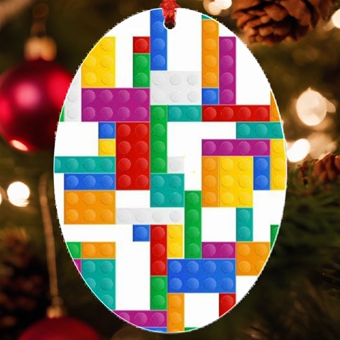 Colorful Bricks, Bricks, Colorful, Colors, Games, Lego, Rainbow UV Print Acrylic Ornament Oval from ArtsNow.com Front