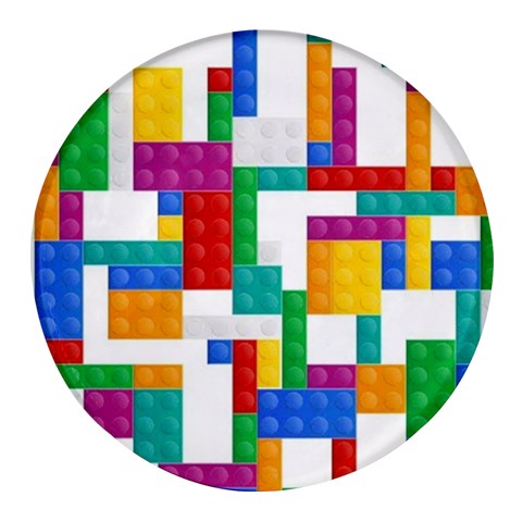 Colorful Bricks, Bricks, Colorful, Colors, Games, Lego, Rainbow Round Glass Fridge Magnet (4 pack) from ArtsNow.com Front