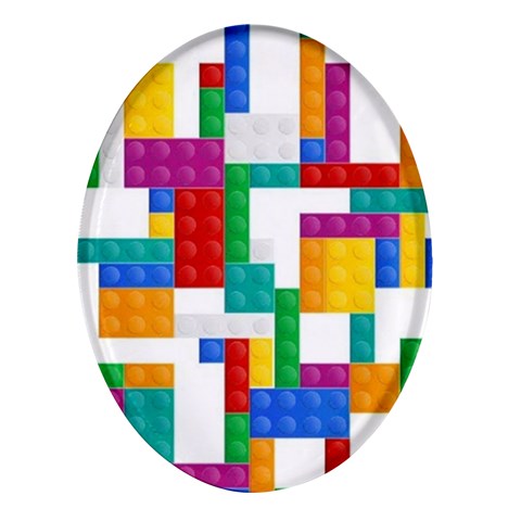 Colorful Bricks, Bricks, Colorful, Colors, Games, Lego, Rainbow Oval Glass Fridge Magnet (4 pack) from ArtsNow.com Front