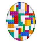 Colorful Bricks, Bricks, Colorful, Colors, Games, Lego, Rainbow Oval Glass Fridge Magnet (4 pack)