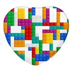 Colorful Bricks, Bricks, Colorful, Colors, Games, Lego, Rainbow Heart Glass Fridge Magnet (4 pack)