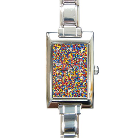 Colorful Lego Texture Lego Bricks Rectangle Italian Charm Watch from ArtsNow.com Front