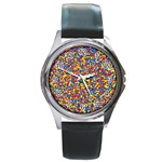 Colorful Lego Texture Lego Bricks Round Metal Watch