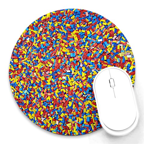 Colorful Lego Texture Lego Bricks Round Mousepad from ArtsNow.com Front