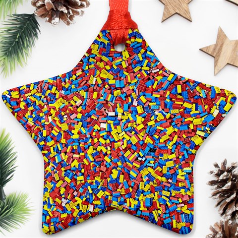 Colorful Lego Texture Lego Bricks Ornament (Star) from ArtsNow.com Front