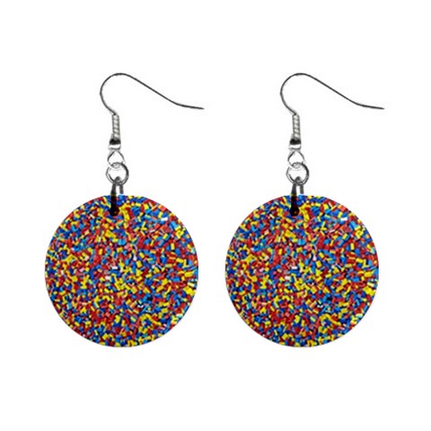 Colorful Lego Texture Lego Bricks Mini Button Earrings from ArtsNow.com Front