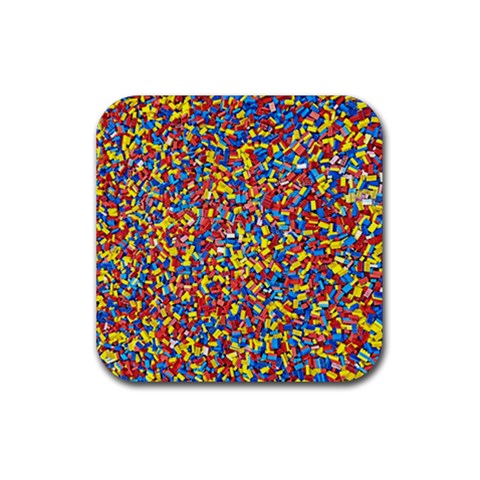 Colorful Lego Texture Lego Bricks Rubber Coaster (Square) from ArtsNow.com Front