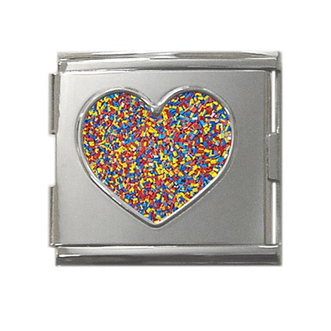 Colorful Lego Texture Lego Bricks Mega Link Heart Italian Charm (18mm) from ArtsNow.com Front