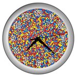 Colorful Lego Texture Lego Bricks Wall Clock (Silver)