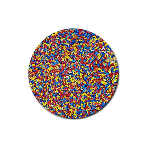 Colorful Lego Texture Lego Bricks Rubber Coaster (Round) from ArtsNow.com Front