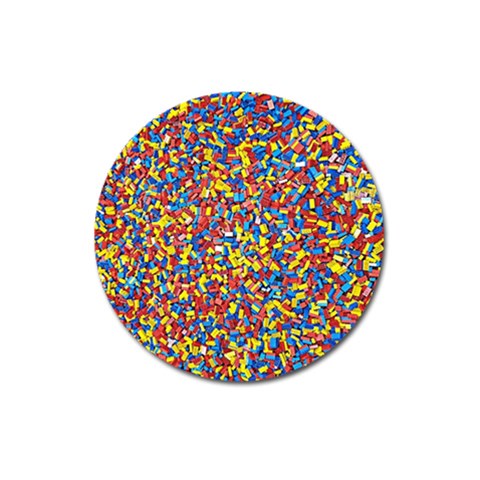 Colorful Lego Texture Lego Bricks Magnet 3  (Round) from ArtsNow.com Front