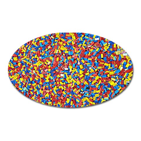 Colorful Lego Texture Lego Bricks Oval Magnet from ArtsNow.com Front