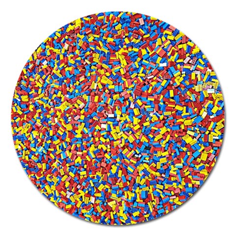 Colorful Lego Texture Lego Bricks Magnet 5  (Round) from ArtsNow.com Front