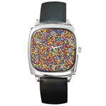 Colorful Lego Texture Lego Bricks Square Metal Watch