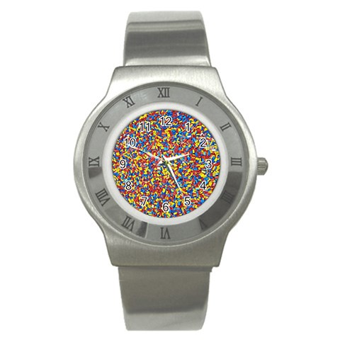 Colorful Lego Texture Lego Bricks Stainless Steel Watch from ArtsNow.com Front