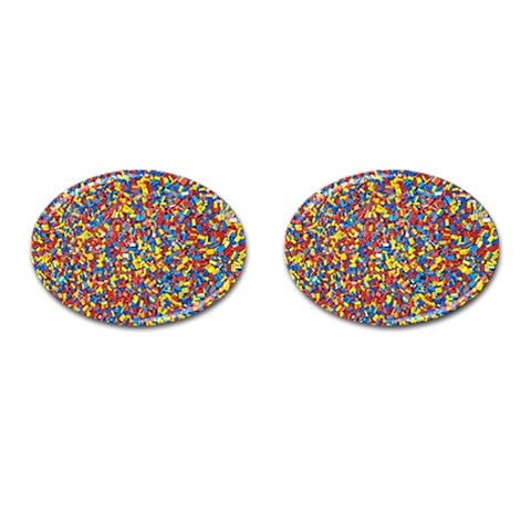 Colorful Lego Texture Lego Bricks Cufflinks (Oval) from ArtsNow.com Front(Pair)