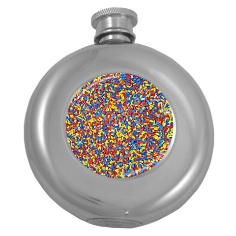 Colorful Lego Texture Lego Bricks Round Hip Flask (5 oz) from ArtsNow.com Front