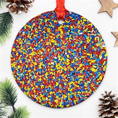 Colorful Lego Texture Lego Bricks Round Ornament (Two Sides) from ArtsNow.com Front