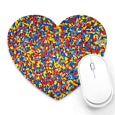 Colorful Lego Texture Lego Bricks Heart Mousepad from ArtsNow.com Front