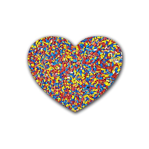 Colorful Lego Texture Lego Bricks Rubber Heart Coaster (4 pack) from ArtsNow.com Front