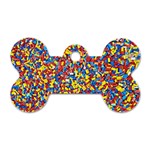 Colorful Lego Texture Lego Bricks Dog Tag Bone (One Side)