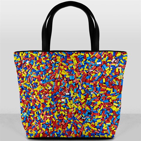 Colorful Lego Texture Lego Bricks Bucket Bag from ArtsNow.com Back